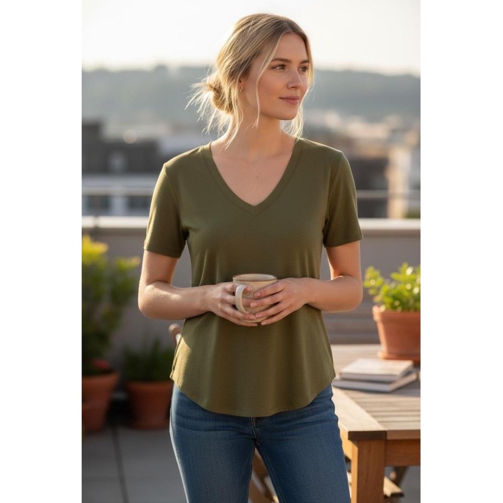 Universal Standard Tee‎ Rex T Shirt Military Olive 4XS  (0) Basic Essential